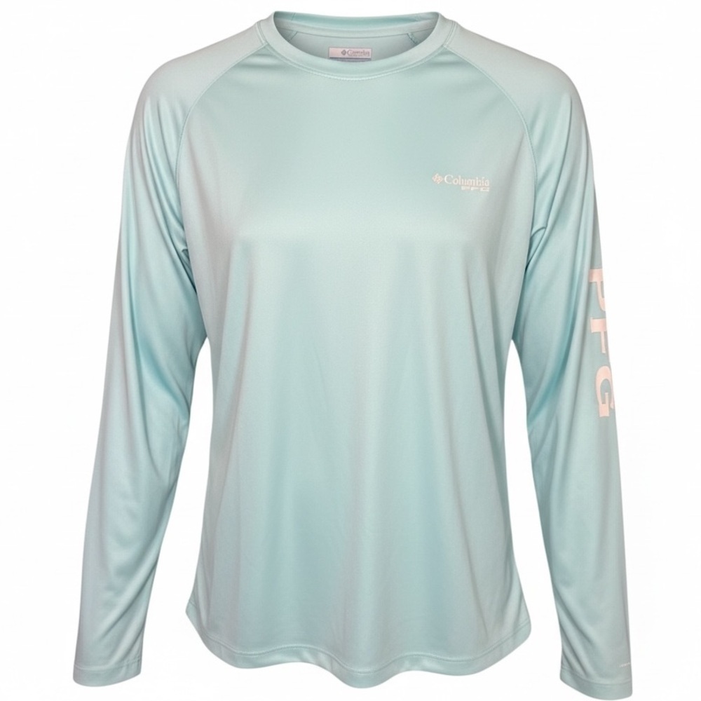 Columbia PFG Long Sleeve Performance Tee Light Blue Mint Medium Outdoor Fishing